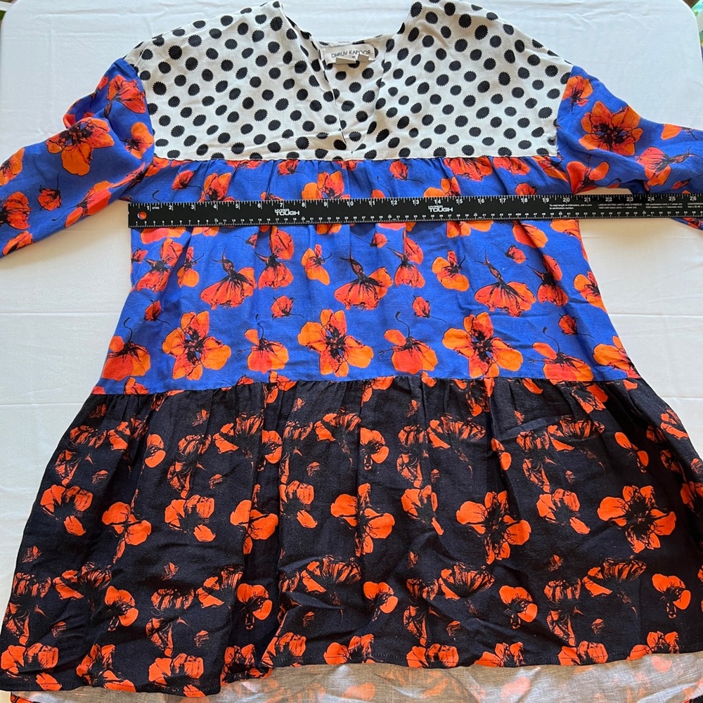 Anthropologie Dhruv Kapoor Mini Dress Blue Black Orange Made in India - Picture 11 of 12